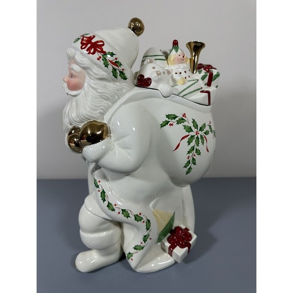 Lenox Santa Cookie Jar in Original Box 13" Holiday Skating Christmas Excellent - Picture 4 of 7